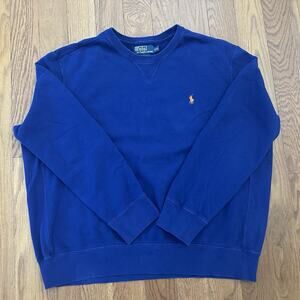 Polo Ralph Lauren Sweatshirt Mens 2XL Blue Crewneck Pima Cotton Pullover Logo